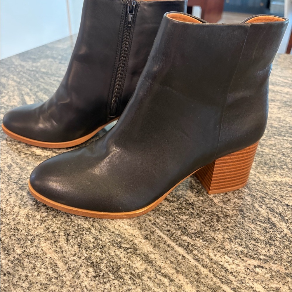 J Crew Black faux Leather Ankle Boots